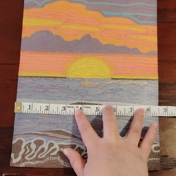Handmade One Of A Kind Colorful Sunset Ocean Gell Pen Art Card 8.5"X11" - Picture 2 of 16